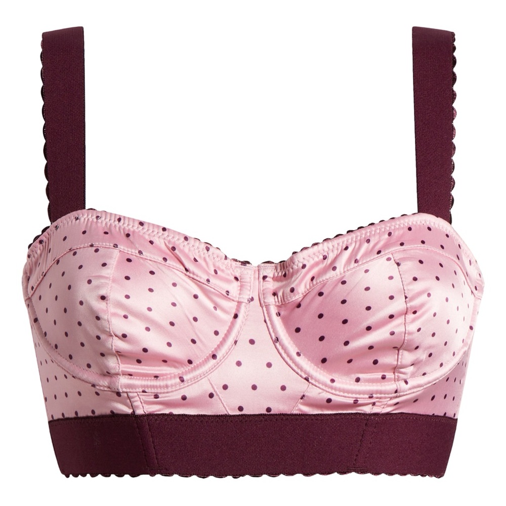 INTIMATELY FREE PEOPLE VIVA LA LONGLINE BRA PINK MAROON DOTS SIZE MEDIUM NWOT